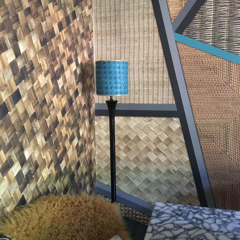 Wicker Geometric Turquoise + Mustard Wallpaper