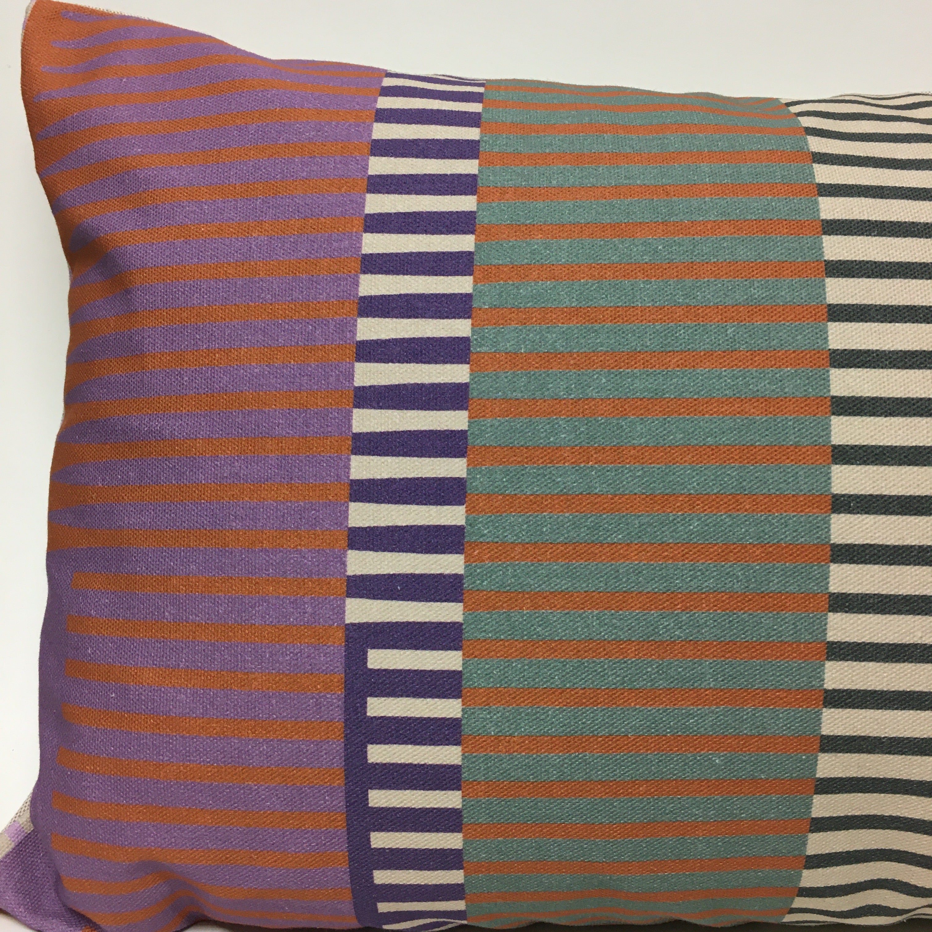 Combed Stripe Cushion - Raspberry, lilac + terracotta