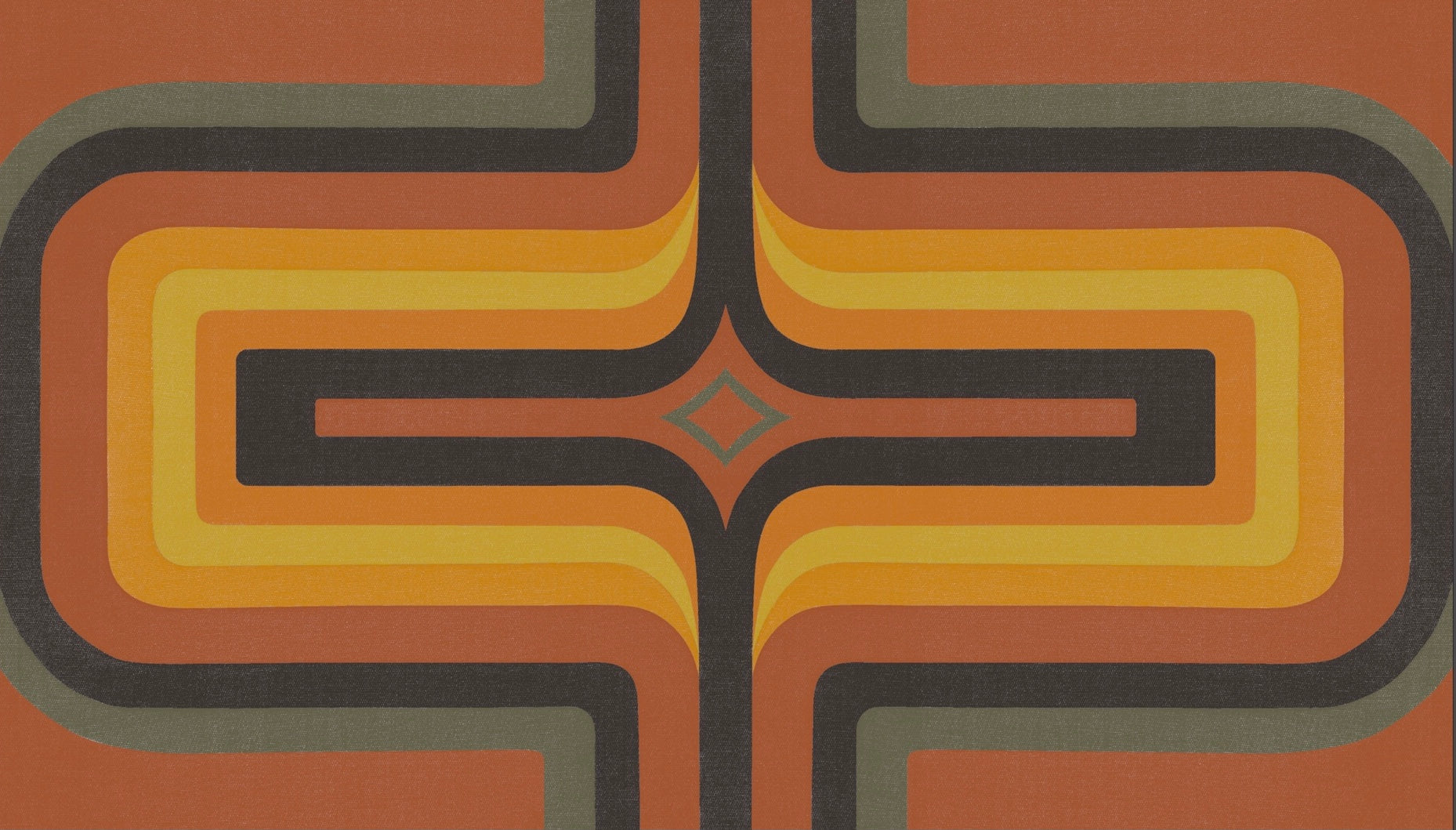 11 metres Lina - 70s Geometric wallpaper Terracotta  + Orange