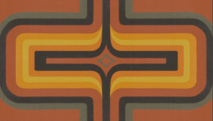 11 metres Lina - 70s Geometric wallpaper Terracotta  + Orange