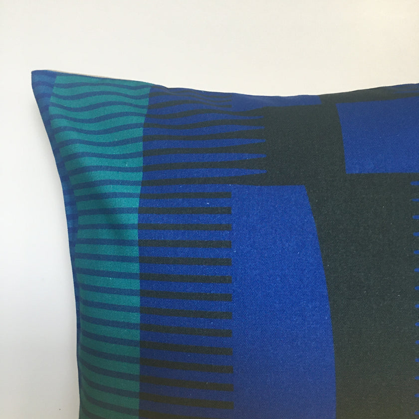 Square Combed Stripe Cushion - Cobalt