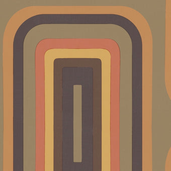 Retro Oblong Geometric wallpaper - Tan + Brown