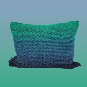 Graduated Tonal Crocheted Cushion - Blues