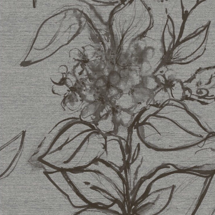 Aquatint floral Wallpaper - Grey + Mocha