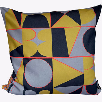 Taking Shape Cushion - Lemon + grey