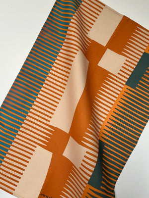 Combed Stripe Tea Towel - Paprika + Teal
