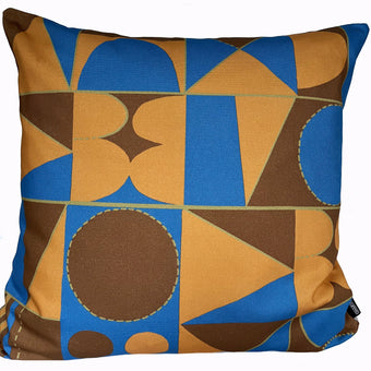 Taking Shape Cushion - Linen, Mustard + Blue