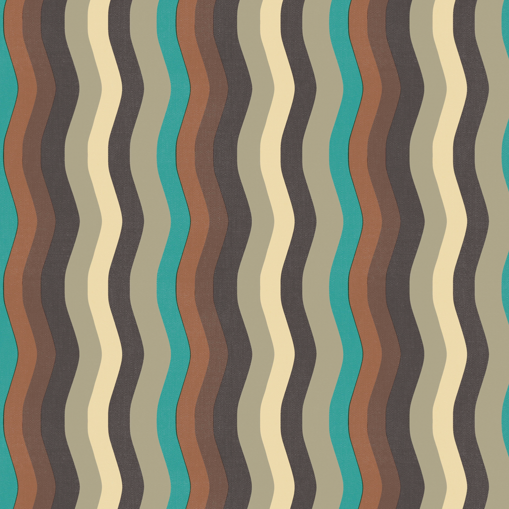 Wavy Stripe Wallpaper - Turquoise, Brown + Grey