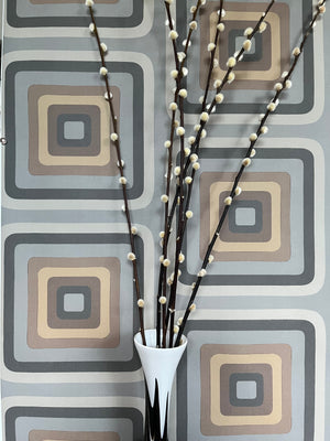 Retro Square Geometric wallpaper - Grey + Tan