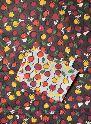 Cherries Tea Towel - Grey / Bitter Chocolate