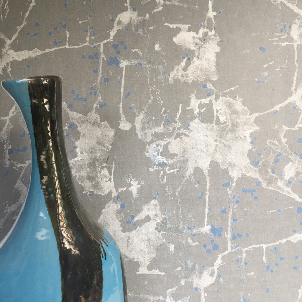 Tie Dye Marble Wallpaper - Grey + Blue