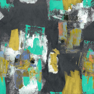 Abstract Painterly Wallpaper- Graphite + Jade