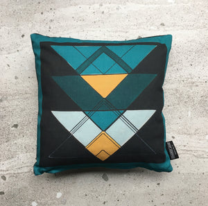 Teal Triangle Mini Cushion - Now £10.00