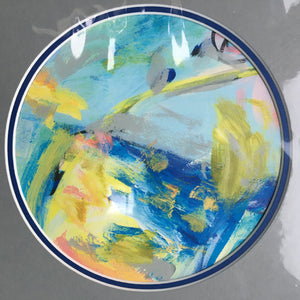 Expressive Abstract Circular Print Blue + Grey Mount