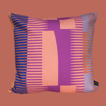 Square Combed Stripe Cushion - Blush, Magenta + Lilac