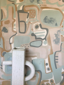 Cubist Jigsaw Wallpaper - Old salmon + Faded Brick