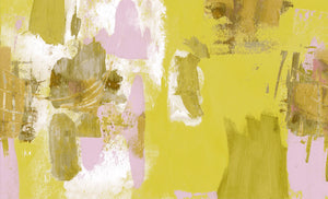 Abstract Painterly Wallpaper- Lemon Yellow & Pink