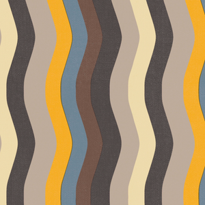 Wavy Stripe Wallpaper - Chocolate , Taupe + Saffron