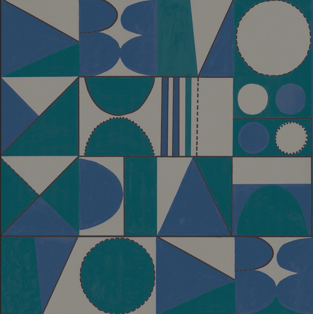 Taking Shape Wallpaper- Peach & Petrol