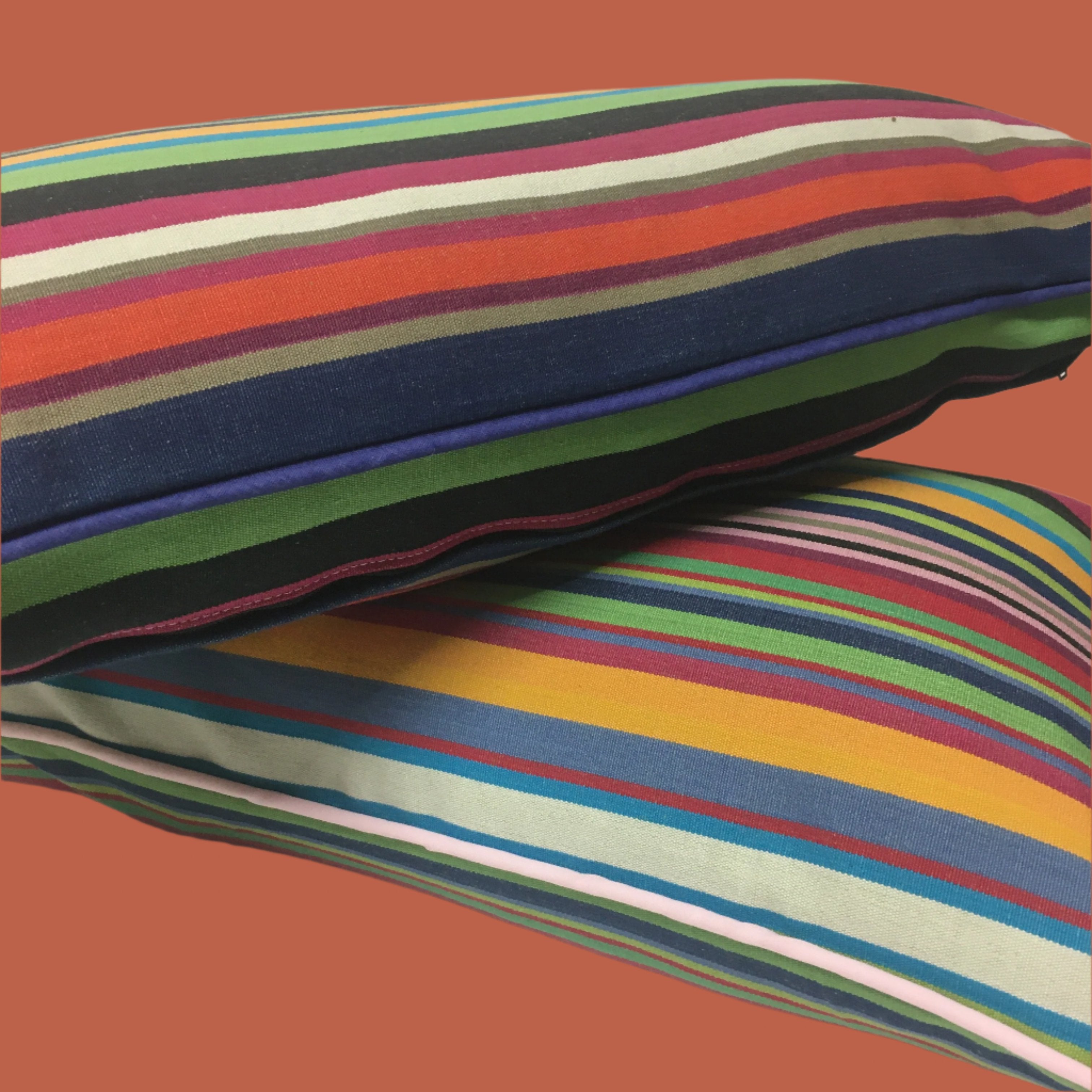 Cotton Striped Cushion - Multi bright
