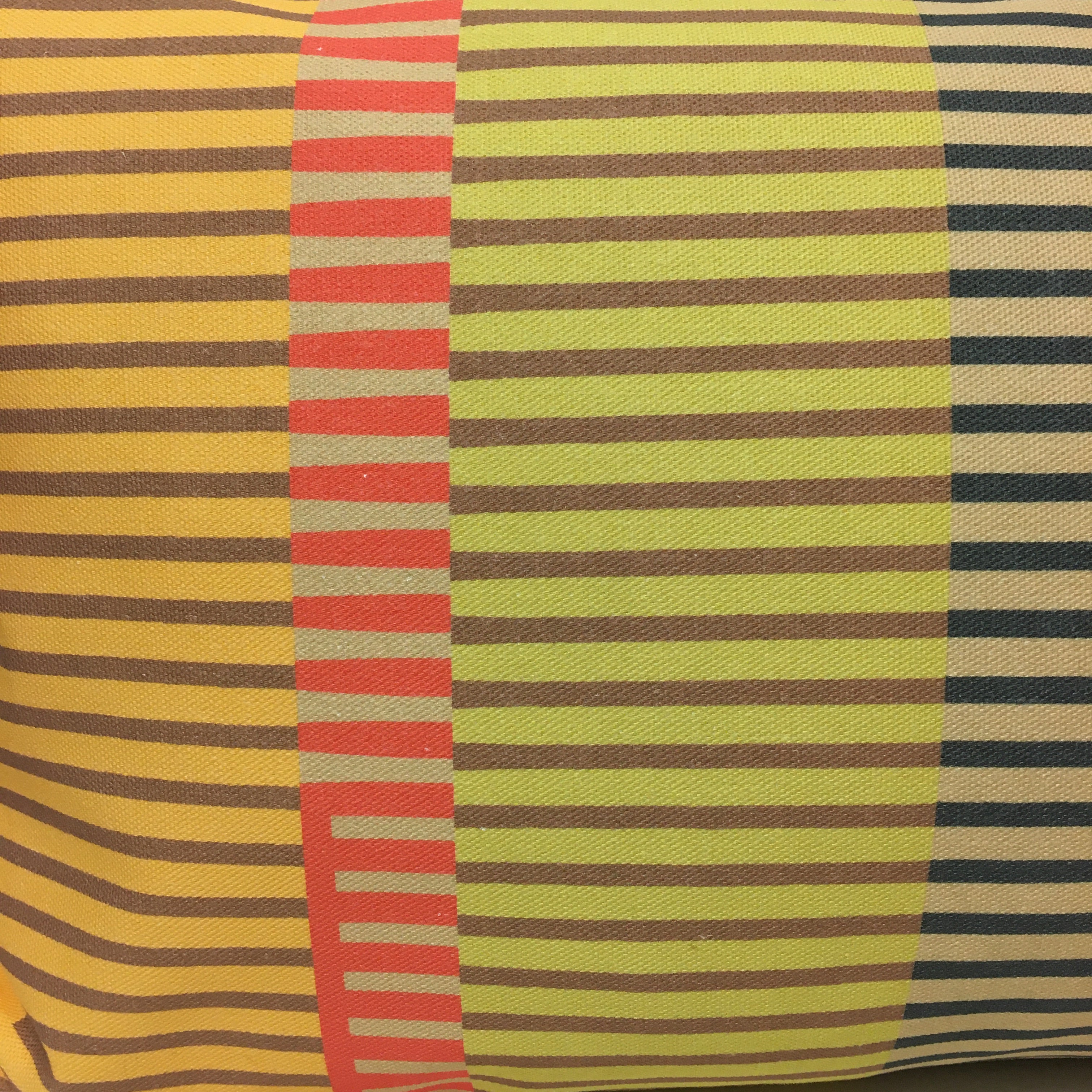 Combed Stripe Cushion - Vanilla, Straw + Charcoal