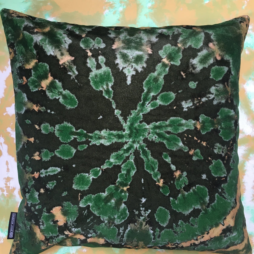 Tie Dye Circle  Velvet Cushion - Bottle