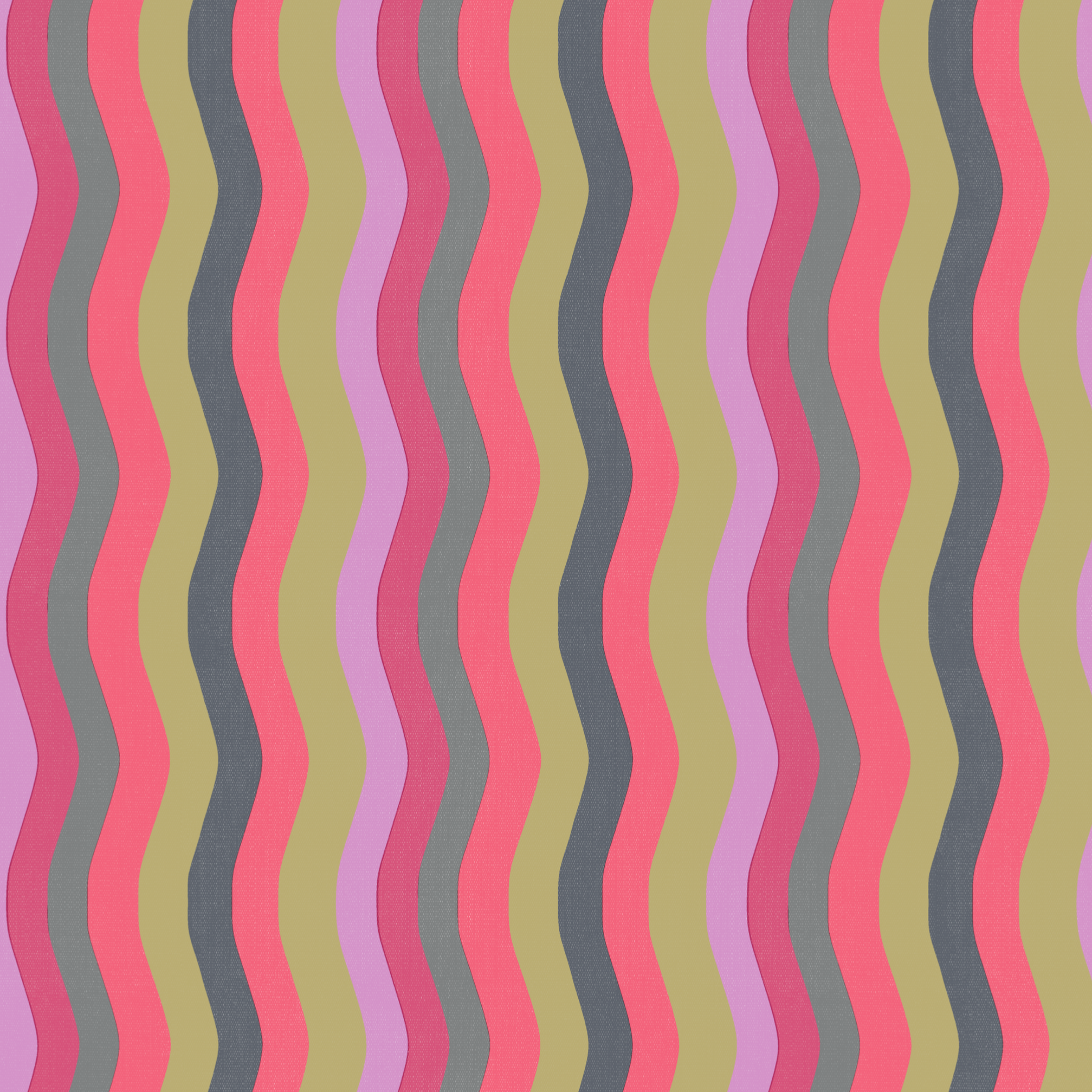 Wavy Stripe Wallpaper - Cerise, Lilac + Grey