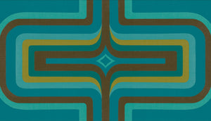 70s Geometric wallpaper, Turquoise + Olive