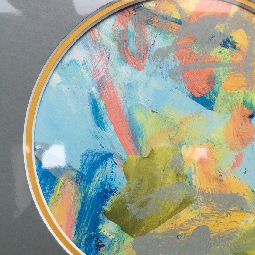 Expressive Abstract Circular Print Yellow + Grey Mount