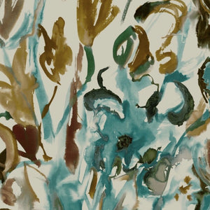 Watercolour Floral Wallpaper - Teal + Ochre