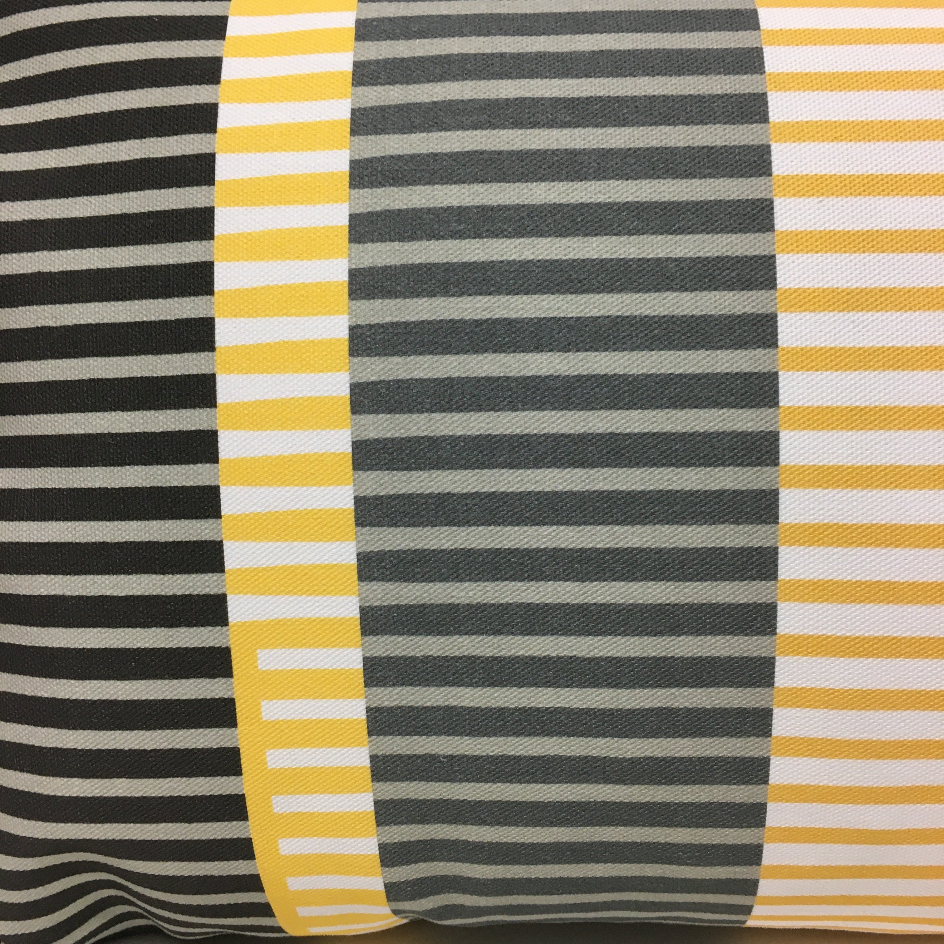 Combed Stripe Cushion - Saffron, charcoal + white ( two available )