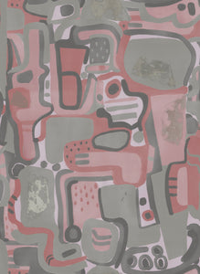 Cubist Jigsaw Wallpaper - Rose + Grey