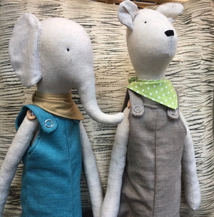 Hand Made Linen Soft Toy - Teddy