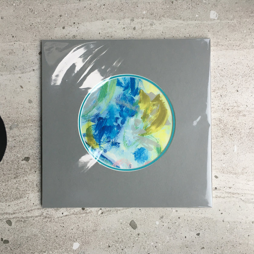 Expressive Abstract Circular Print Turquoise + Grey Mount