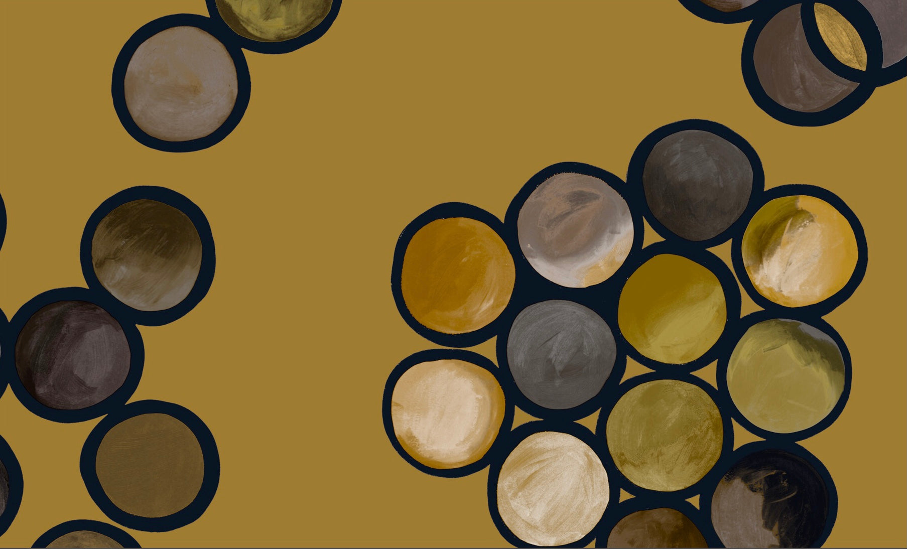 Ombré Circle Wallpaper - Mustard & Greys