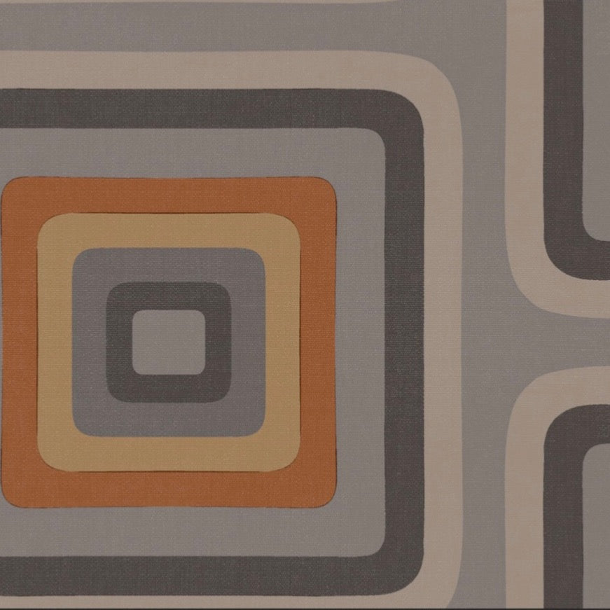 Retro Square  Geometric wallpaper - Grey + Terracotta - NEW
