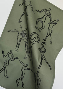 Dancers Linen Tea Towel - Green grey