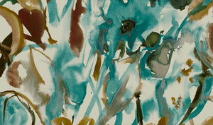 Watercolour Floral Wallpaper - Teal + Ochre