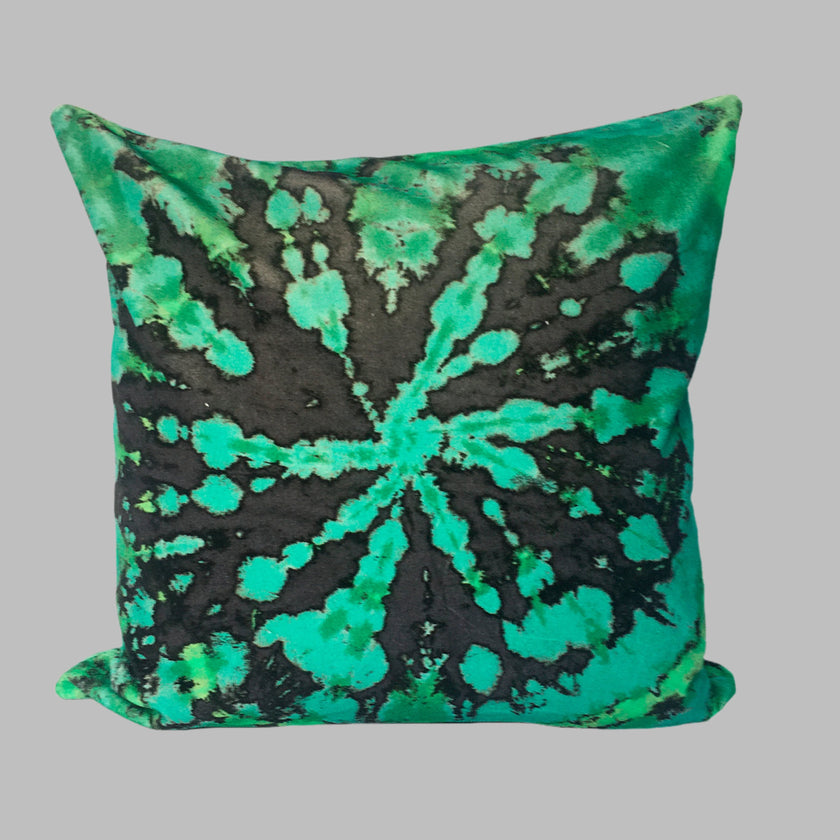 Tie Dye Circle  Velvet Cushion - Jade