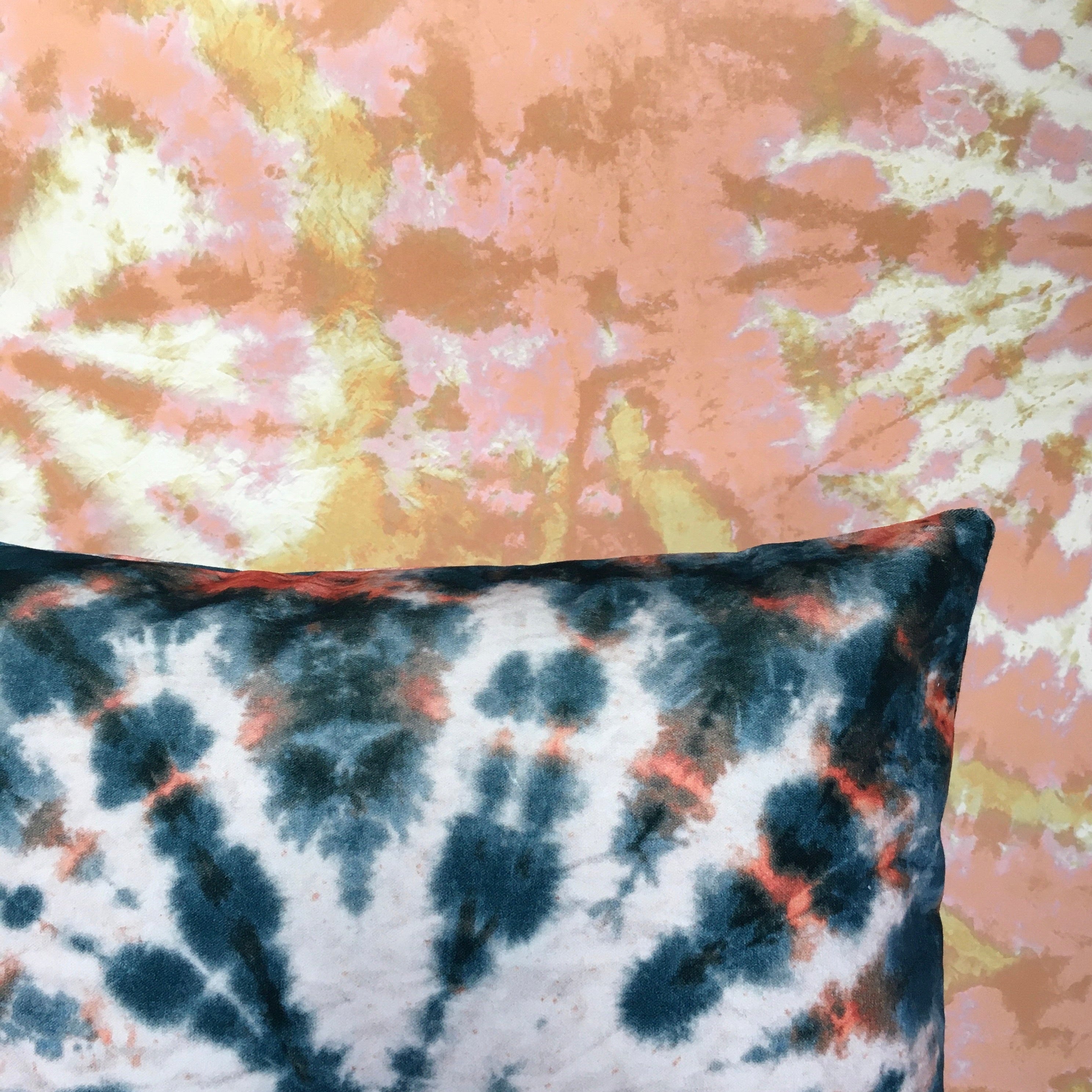 Tie dye Circle  Velvet Cushion - Petrol