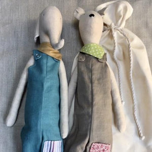 Hand Made Linen Soft Toy - Teddy