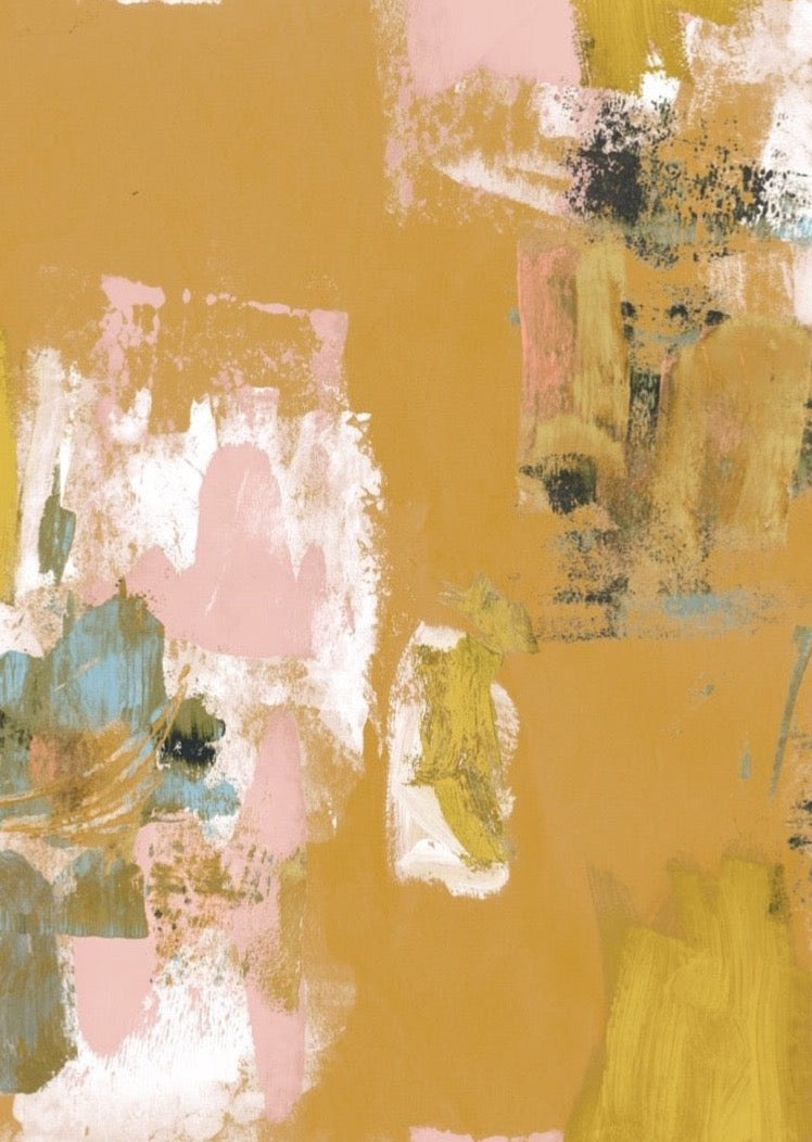 Abstract Painterly Print - Ochre + blush