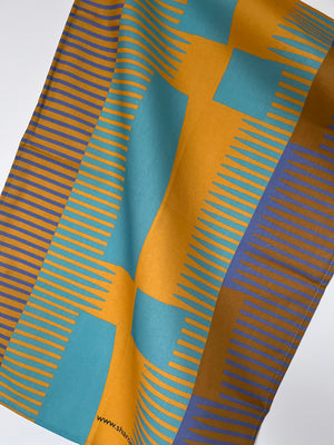Combed Stripe Tea Towel - Orange + cobalt