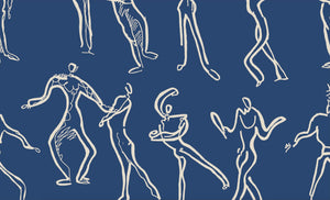 Dancers Wallpaper - French Navy + Off white