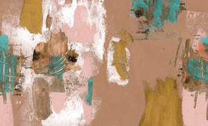 Abstract Painterly Wallpaper - Clay & Turquoise