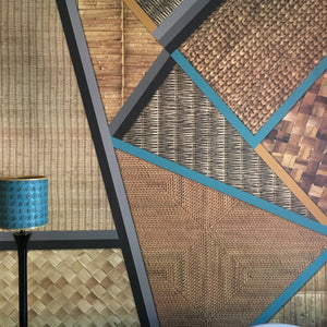 Wicker Geometric Turquoise + Mustard Wallpaper