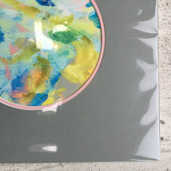 Expressive Abstract Circular Print Pink + Grey Mount