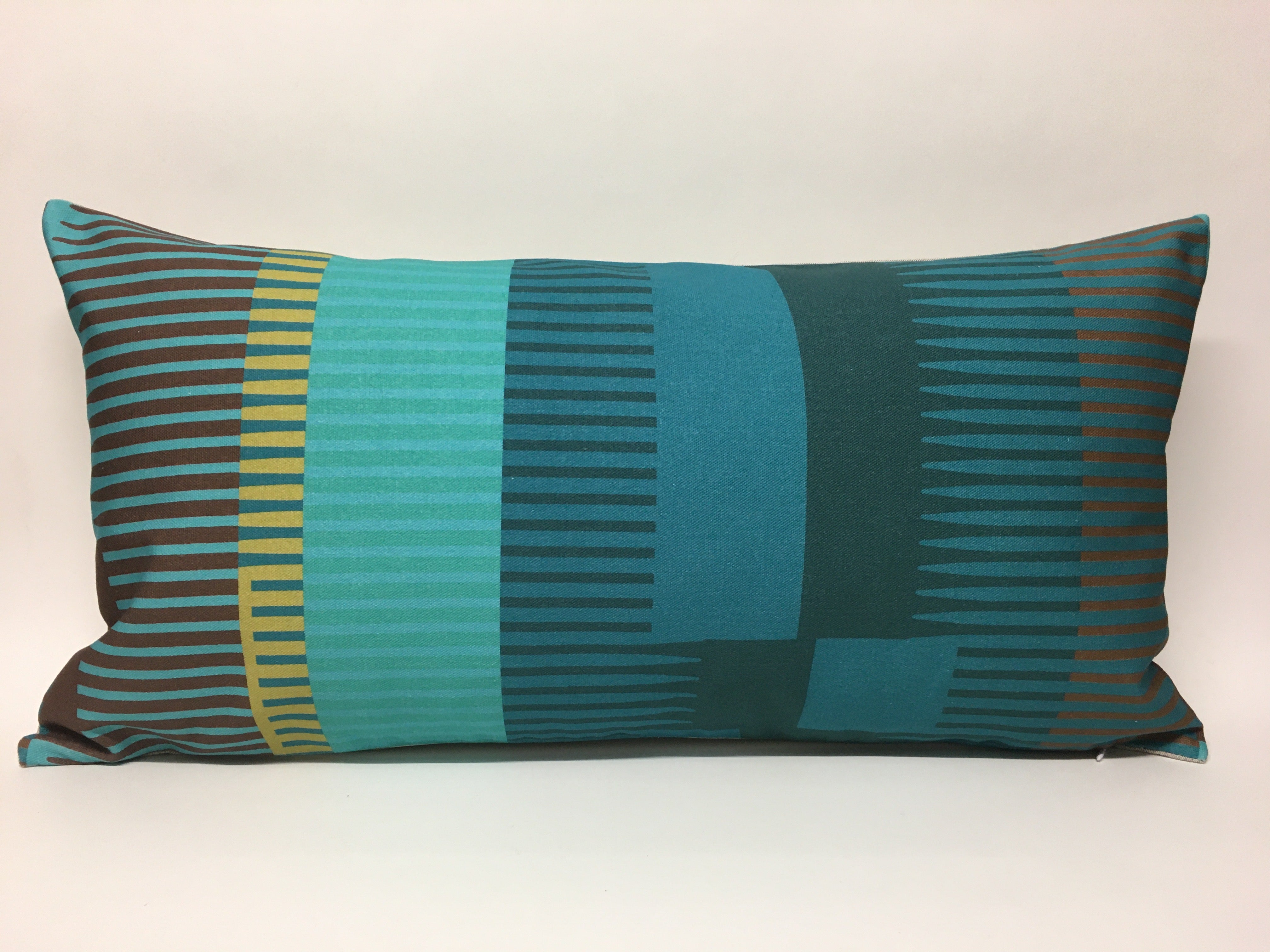 Combed Stripe Cushion - Teal, turquoise + olive