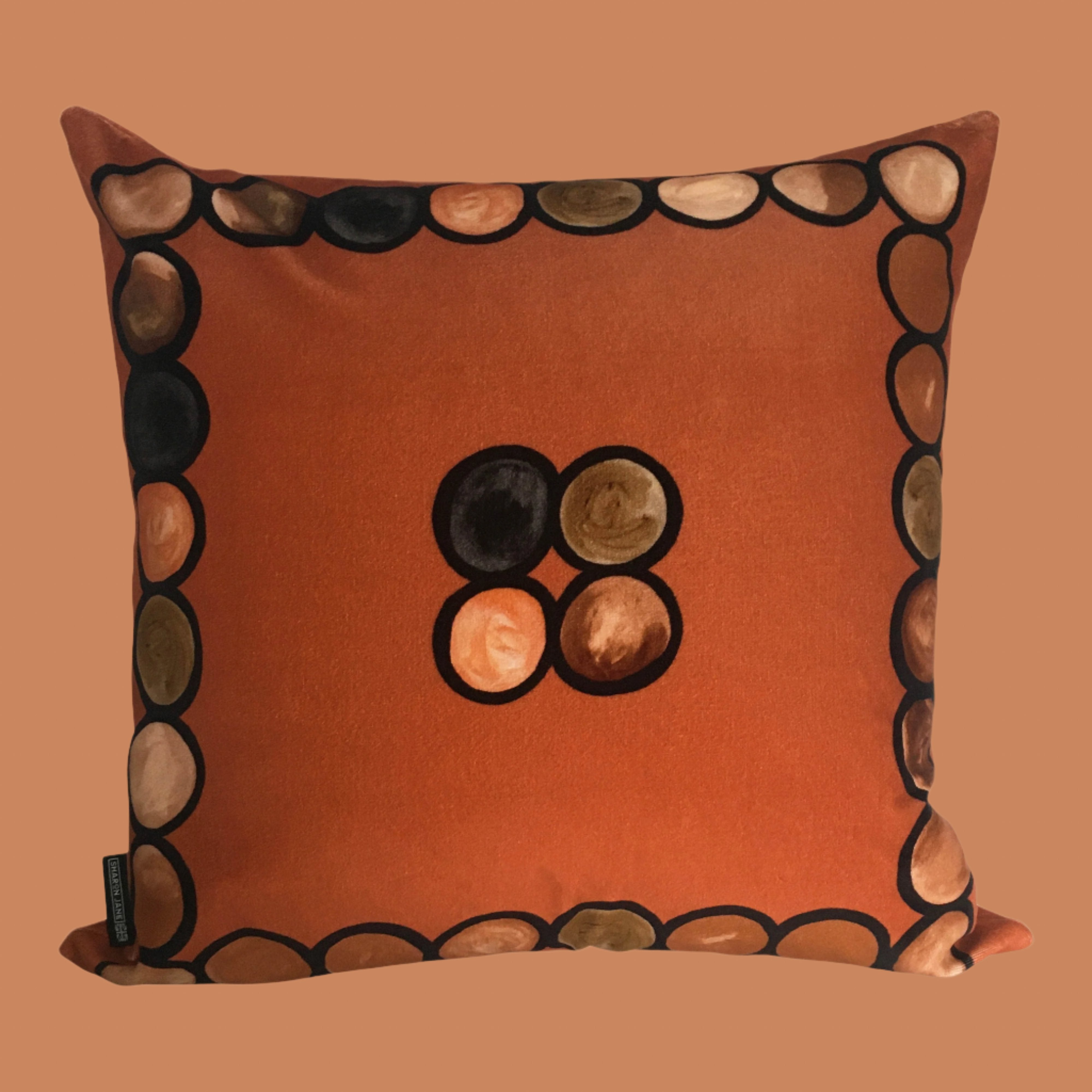 Ombré Circle Velvet Cushion - Terracotta + Coral