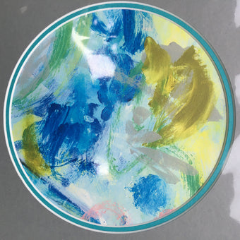 Expressive Abstract Circular Print Turquoise + Grey Mount